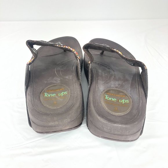 Skechers Tone Ups Cali Meow Wedge Thong Sandals, 37588, Brown, Women's 9 - Picture 4 of 7